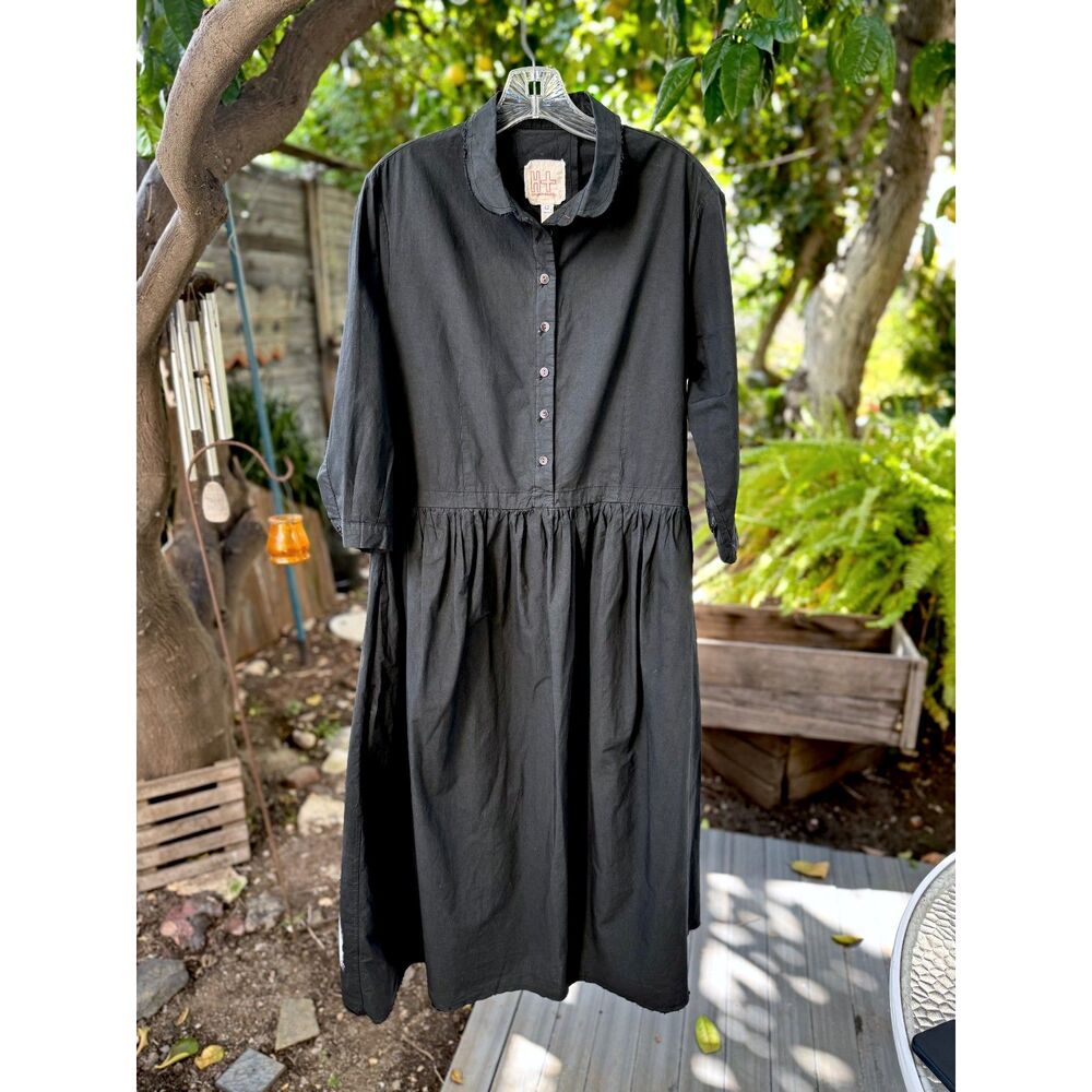 H+ Hannoh Wessel 100% Cotton Black Dark Grey Daila Notte Dress SZ FR 42 = US 10